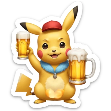 Así a picachu con una chela sticker
