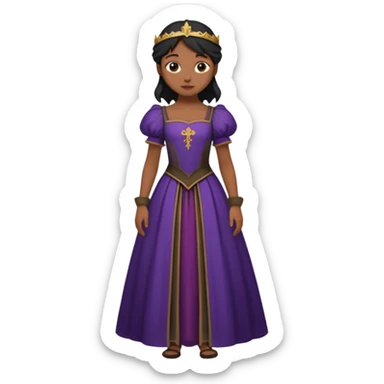 Crea a una chica de pelo corto color negro con vestido medieval sticker