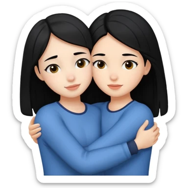 Two girls with black hair hugging each other sticker