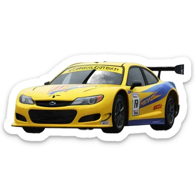 Race car, in the rain, at the prk sticker