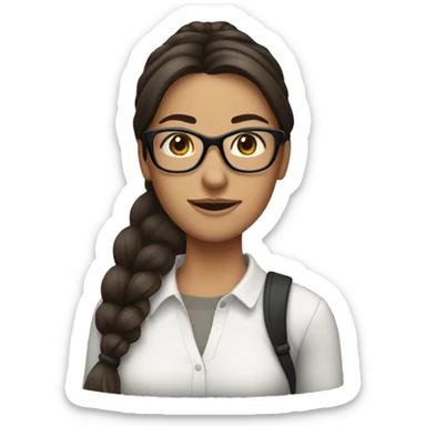 Brunette woman with ponytail wearing glasses sticker