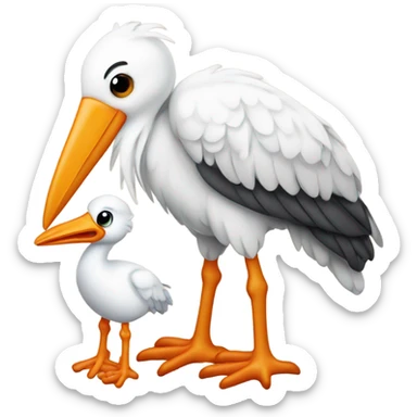 Stork holding a baby sticker