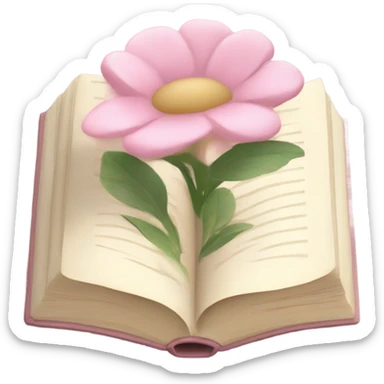 Beige Open book with light pink flower inside sticker