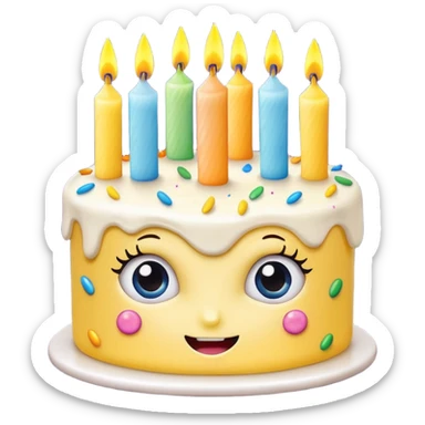 birthday cake with eyes and candles sticker