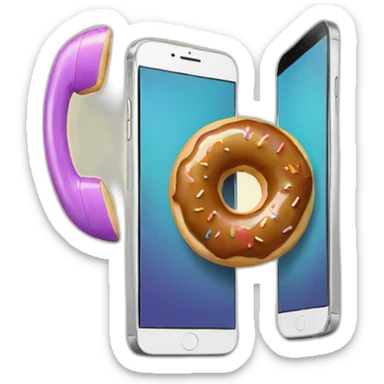 A donut with a phone sticker