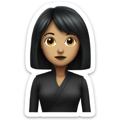 female starwars character with dark long hair and bangs sticker