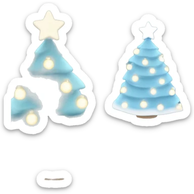 cute light blue Christmas tree with white lights sticker