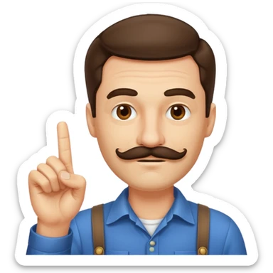 un uomo baffuto spocchioso con il dito alzato e con sguardo compiaciuto da chi la sa lunga sticker