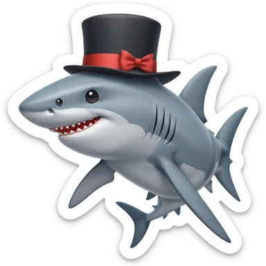 Shark with a top hat sticker