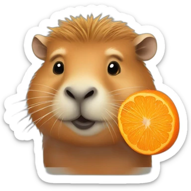 capybara with tangerine sticker