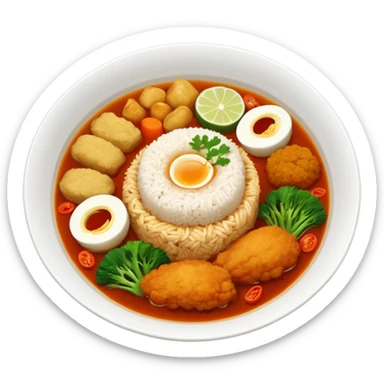 Nasi + Kuah tomyam + Ayam goreng + Sup sayur sticker