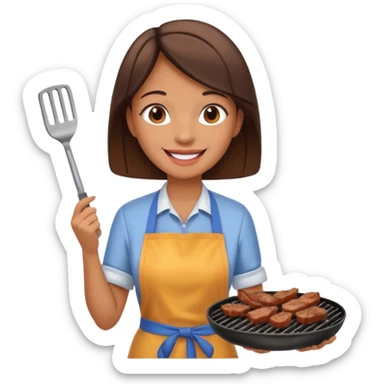 mujer haciendo asado sticker
