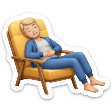 A lazy emoji, a person sleeping on a chair sticker