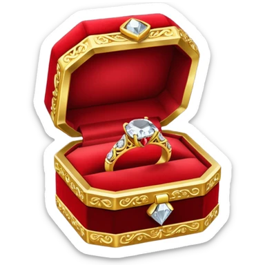 diamond ring in a red box with a black backing sticker