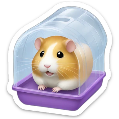 Hamster in clear plastic cage with clear plastic tunnels sticker