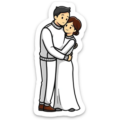 cute couple embracing sticker