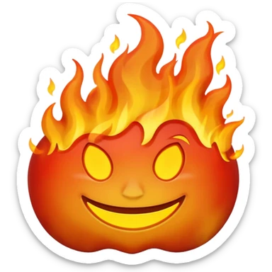 apple style emoji of a street on fire sticker