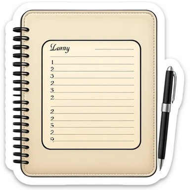 daily planner agenda cream leather with open page and pen sticker