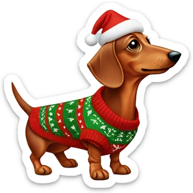 Red Dachshund wearing a christmas sweater  sticker