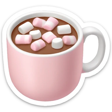 Light Pink mug of hot chocolate with marshmallows  sticker