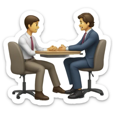2 people talking job interview semi casual sticker