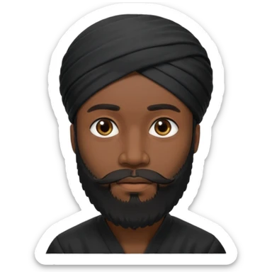 Make me an emoji of a man wearing a black turban and a beard. sticker