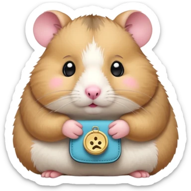 cartoon-style hamster melancholy expression opening his coin purse to showcase nothing sticker