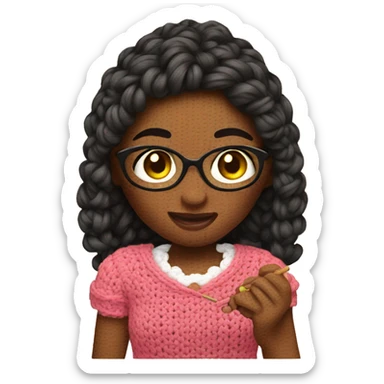 Girl crocheting  sticker