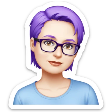 female, light blue shirt, short light hair sticker