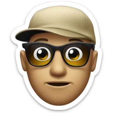 thinking face with sunglasses and wearing cap backwards  sticker