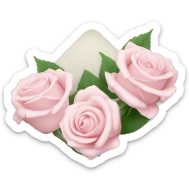 White envelope with light pink roses sticker