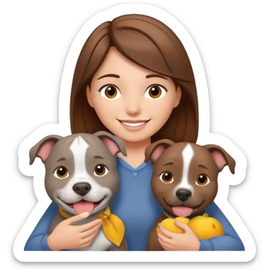 Grey pitbull with Brown haired Girl  sticker