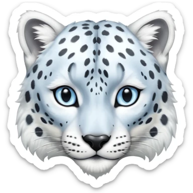 Shiny realistic feral wildlife lifelike elegant Snow-Leopard-Amaura-Arctic-Fox-fusion-hybrid, full body  sticker