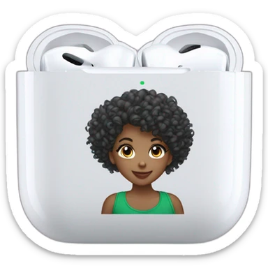 curly girl AirPods Pro Max green sticker