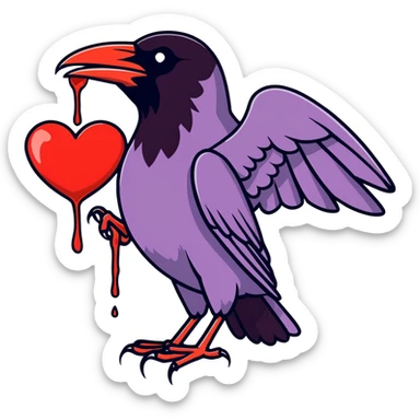 Raven pecking bleeding heart to pieces  sticker