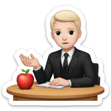 a man sits sadly at a table, a house burning with lots of smoke behind him, apple style emoji sticker