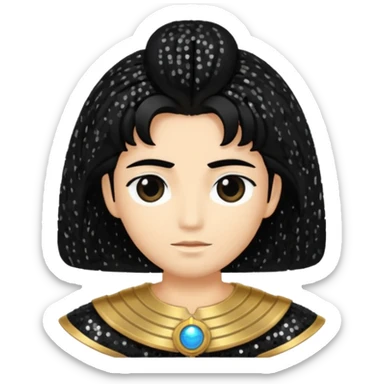 Saturn, God of Time with black hair, black sequin outfit sticker