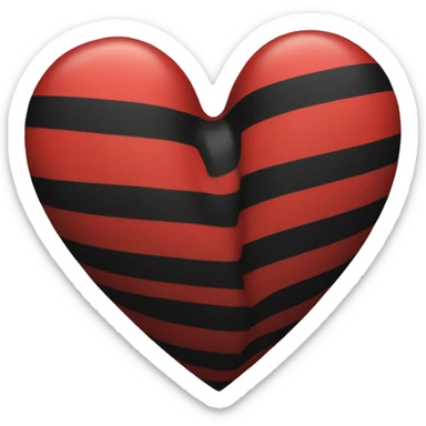 Red black stripe heart sticker
