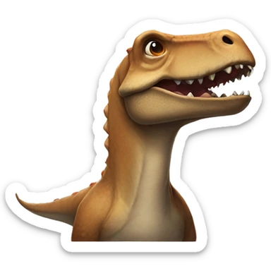 A dinosaur with a dog's head sticker