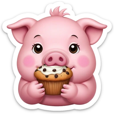 A pig eating a muffin  sticker