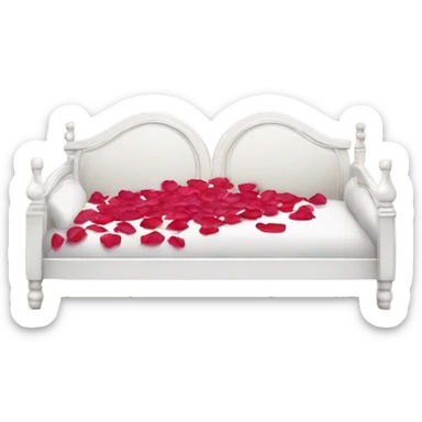 white Valentine’s Day bed with rose petals sticker