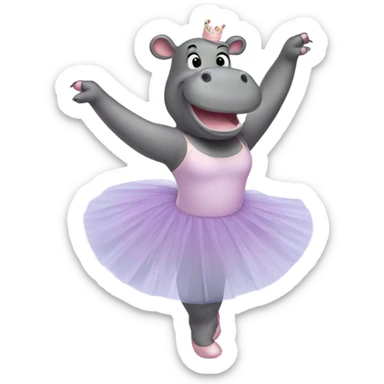 Ballerina hippo sticker