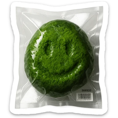 stone with green moss, glossy and puffy sticker