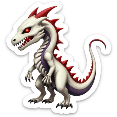 Shiny White Evil Glowing Eldritch Marowak-Salandit-Duskull-Darkdramon-fusion with bloody red markings sticker
