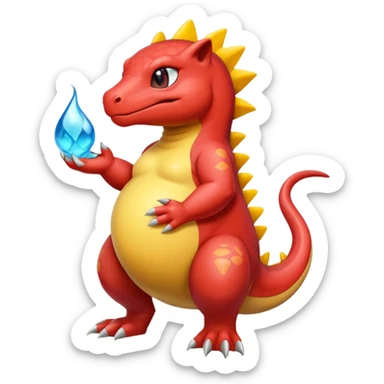 Big fat chubby slimy gooey glossy oily pregnant Charmeleon-Zeraora-Salandit-fusion sticker