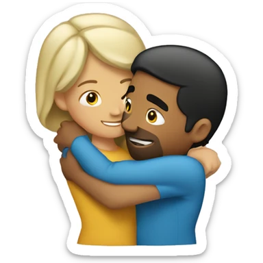 Blond man and hispanic woman hug each other sticker
