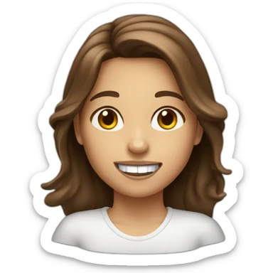 a girl with brown hair with chips instead of front tooth sticker