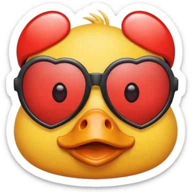Make a frame emoji and inside it is a duck wearing red heart sunnies and the background is sky or anything blue sticker