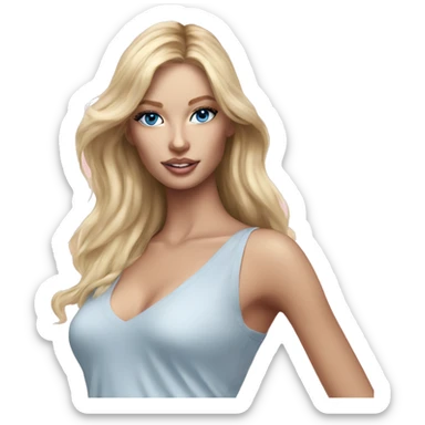 Realistic victoria secret model blonde blue eyes  sticker