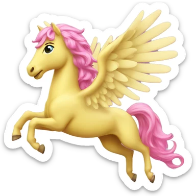 Yellow Pegasus With Pink hair flying sticker